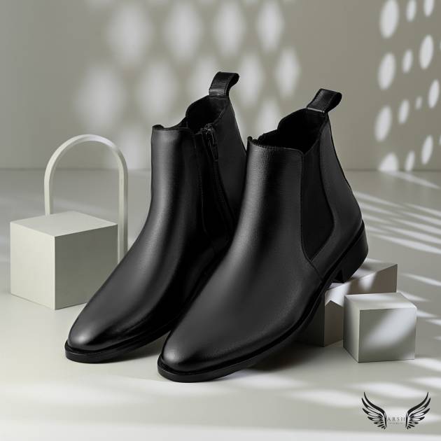 Handmade Black Chelsea Boots – Pure Cowhide Leather.