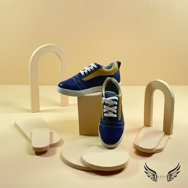 Stylish Blue Leather Sneakers – Premium Craftsmanship for Trendy Vibes - Image 2