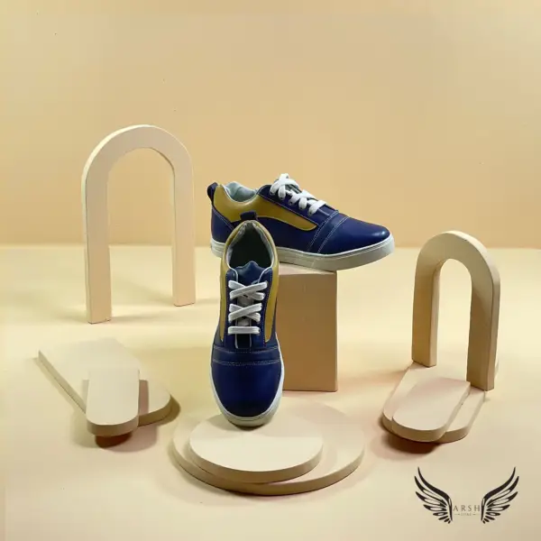 Stylish Blue Leather Sneakers – Premium Craftsmanship for Trendy Vibes - Image 3