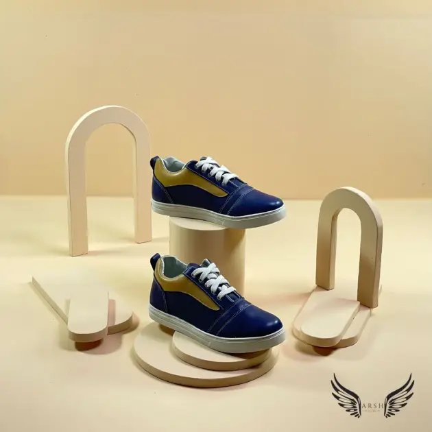 Blue Leather Sneakers-arshluxe