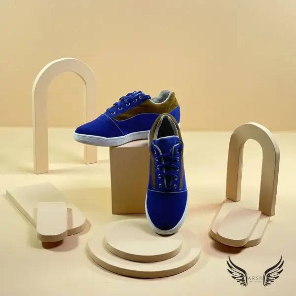 Blue Leather Sneakers – Smooth Finish & Modern Look for Daily Use - Image 2