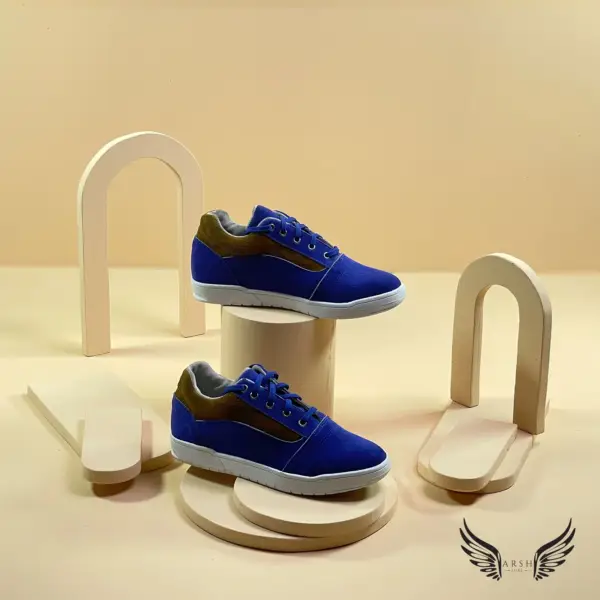 Blue sweet leather sneakers