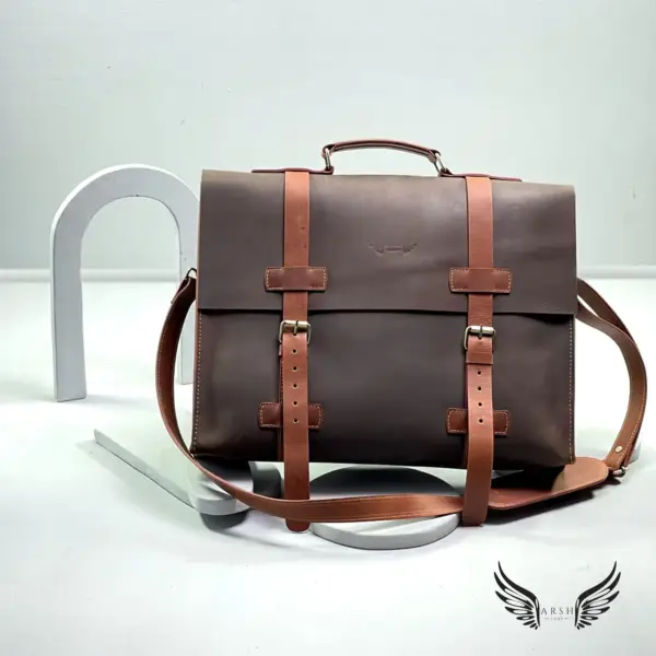 Vintage Crazy Horse 15" Leather Laptop Bag – Durable & Stylish for Work or Travel - Image 7