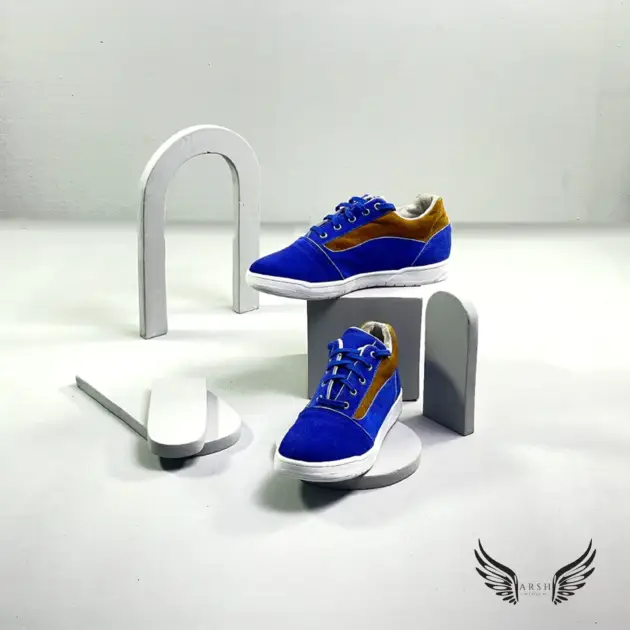 Blue Leather Sneakers-arshluxe