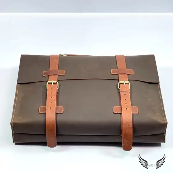 Vintage Crazy Horse 15" Leather Laptop Bag – Durable & Stylish for Work or Travel - Image 8