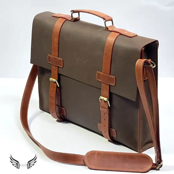 Vintage Crazy Horse 15" Leather Laptop Bag – Durable & Stylish for Work or Travel - Image 10