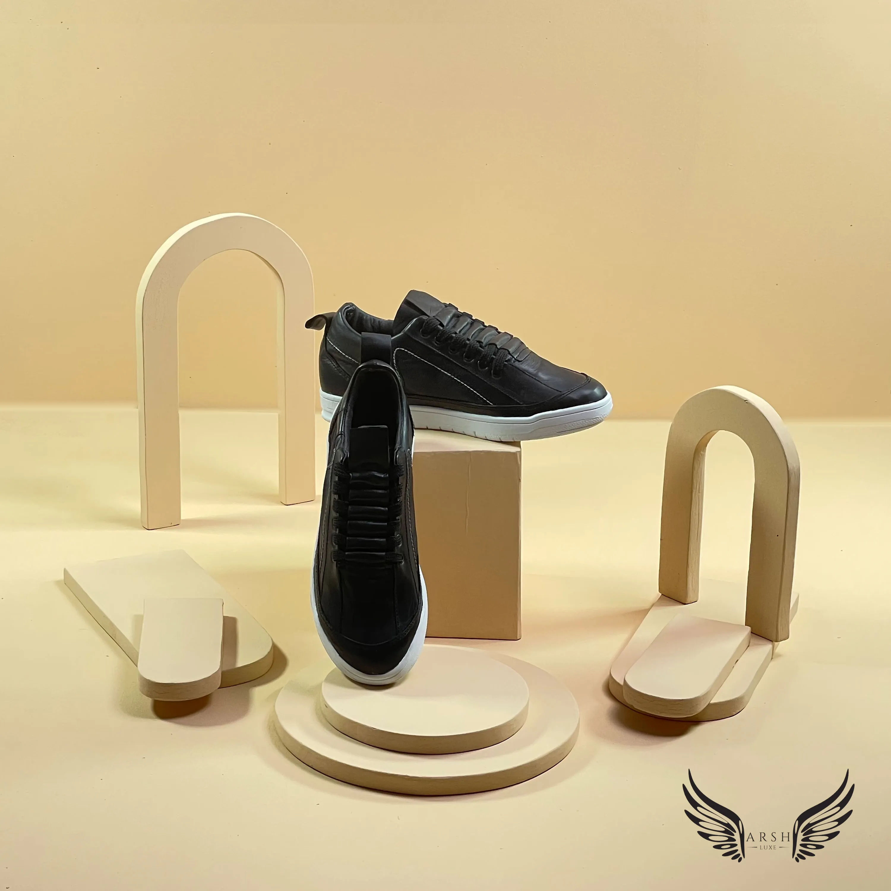 Black Leather Sneakers
